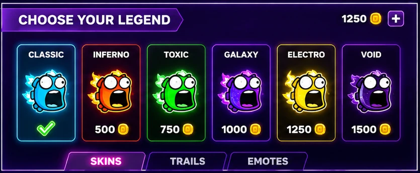 Character skin selection screen