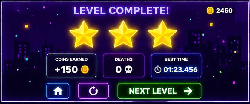 End-of-level results screen